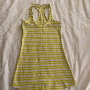 Lululemon White/Yellow Stripe Cool Racerback Tanktop